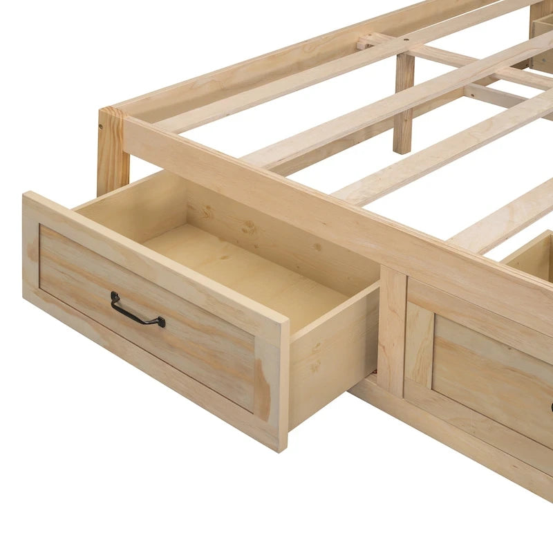 Lit plate-forme Queen Size avec 6 tiroirs de rangement
