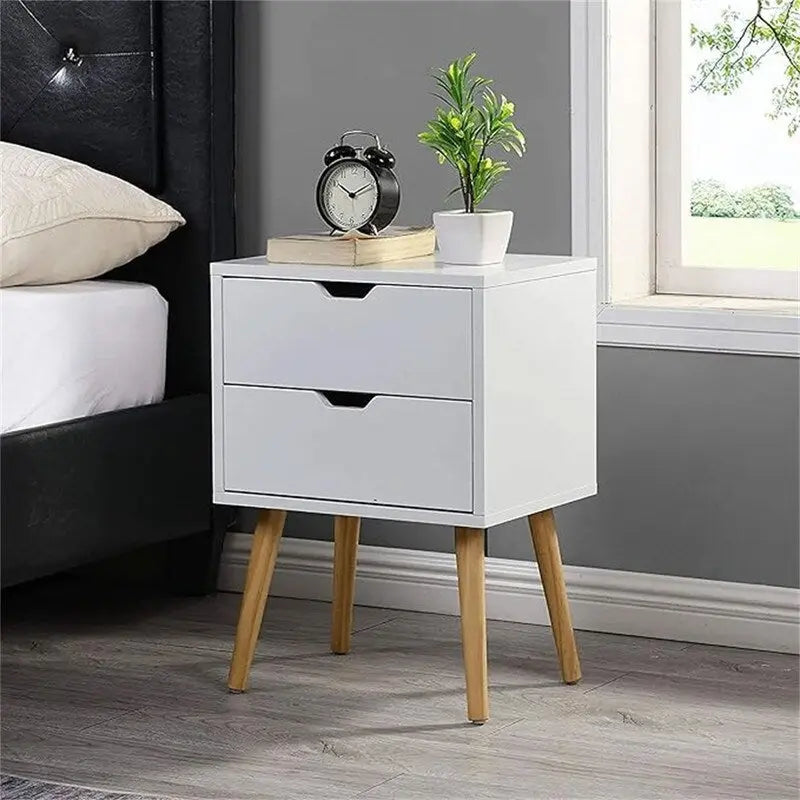 Nightstand with Storage Drawer Set of 2