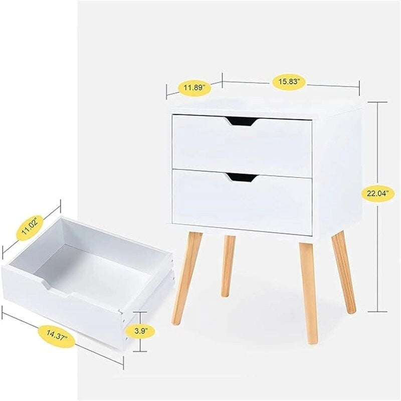Nightstand with Storage Drawer Set of 2