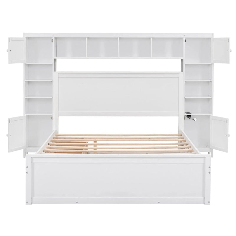 Nestfair Queen Size Wooden Bed With All-in-One Cabinet