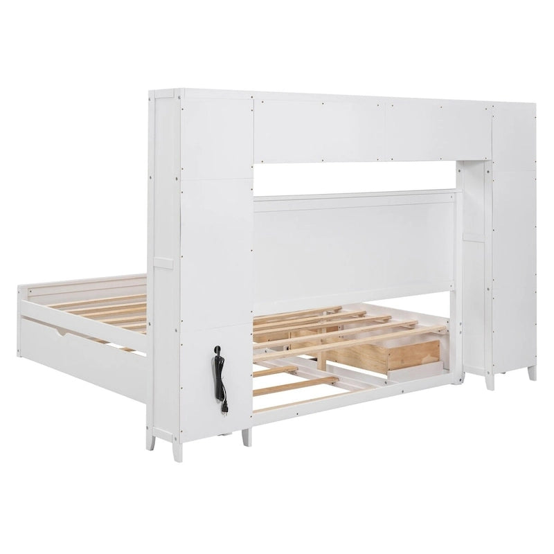 Nestfair Queen Size Wooden Bed With All-in-One Cabinet