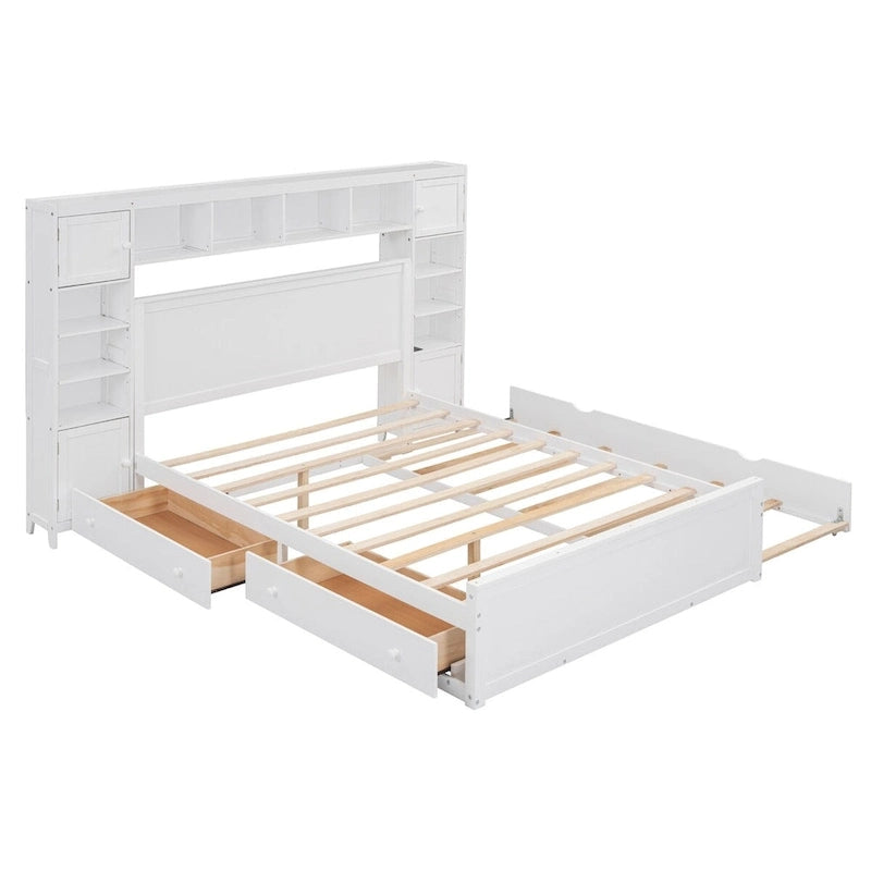 Nestfair Queen Size Wooden Bed With All-in-One Cabinet