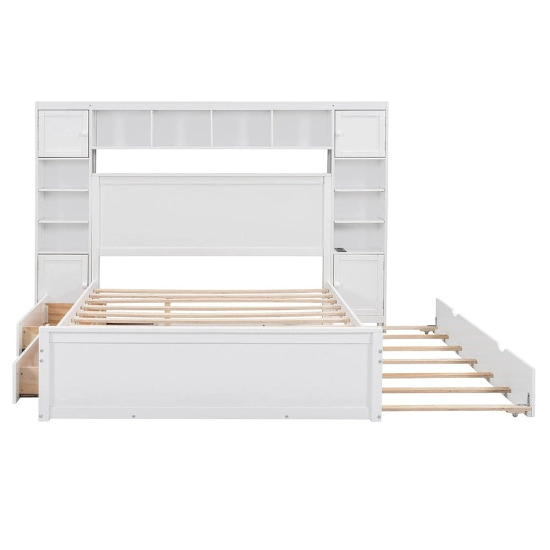 Nestfair Queen Size Wooden Bed With All-in-One Cabinet
