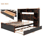 Nestfair Queen Size Wooden Bed With All-in-One Cabinet