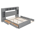 Nestfair Queen Size Wooden Bed With All-in-One Cabinet