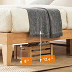 Cadre de lit plateforme moderne en bois avec tête de lit carrée en rotin naturel et lumières LED