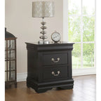 Solid Wood 2-Drawers Nightstands with Metal Handle