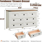 Farmhouse 7 Drawers TV Stand, Chest of Drawers, Dressers Organizer