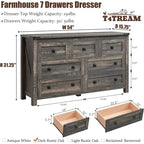 Farmhouse 7 Drawers TV Stand, Chest of Drawers, Dressers Organizer