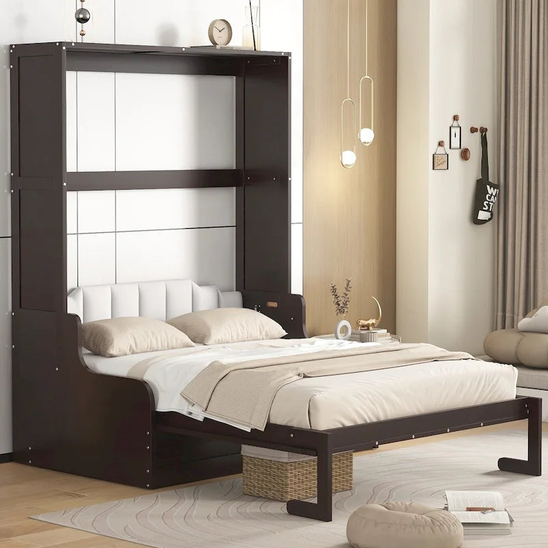 Wooden Murphy Bed Wall Bed with Cushion