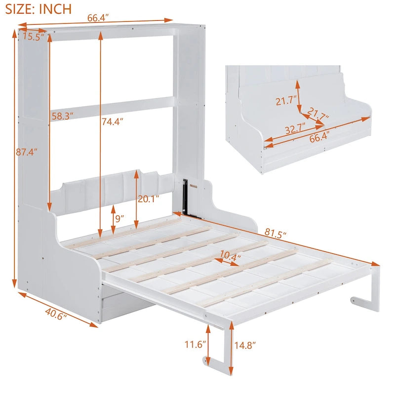 Wooden Murphy Bed Wall Bed with Cushion