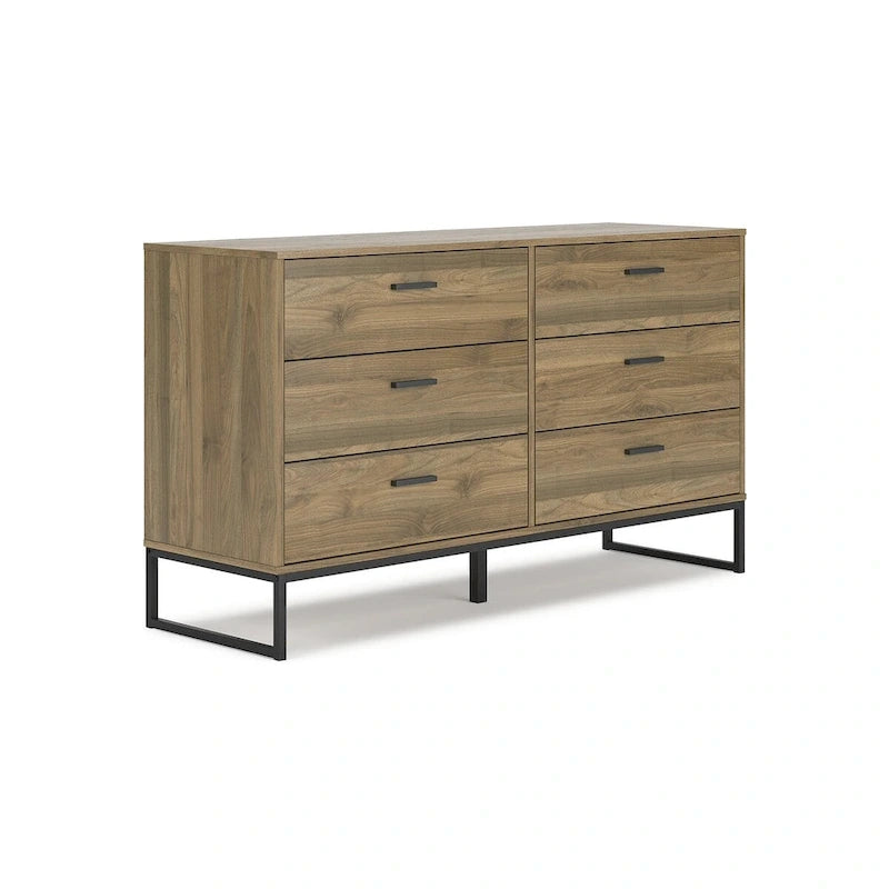 Signature Design by Ashley Deanlow Honey, tête de lit à panneaux avec commode et table de chevet