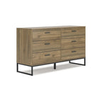 Signature Design by Ashley Deanlow Honey, tête de lit à panneaux avec commode et table de chevet