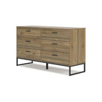 Signature Design by Ashley Deanlow Honey, tête de lit à panneaux avec commode et table de chevet