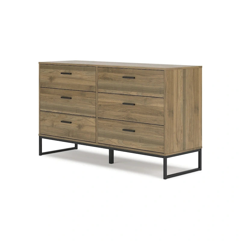 Signature Design by Ashley Deanlow Honey, tête de lit à panneaux avec commode et table de chevet