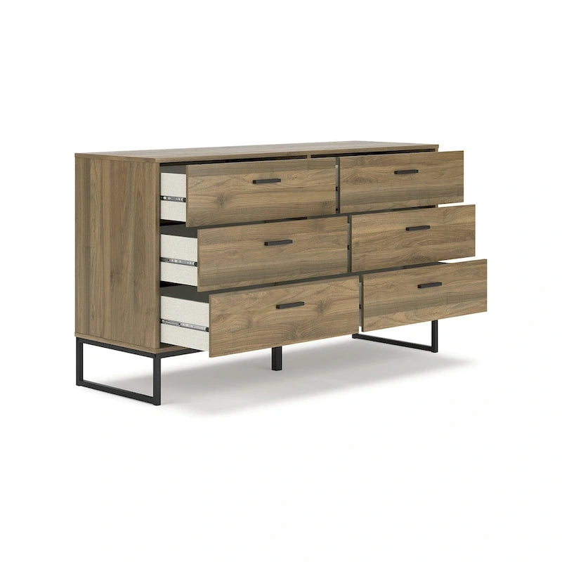 Signature Design by Ashley Deanlow Honey, tête de lit à panneaux avec commode et table de chevet