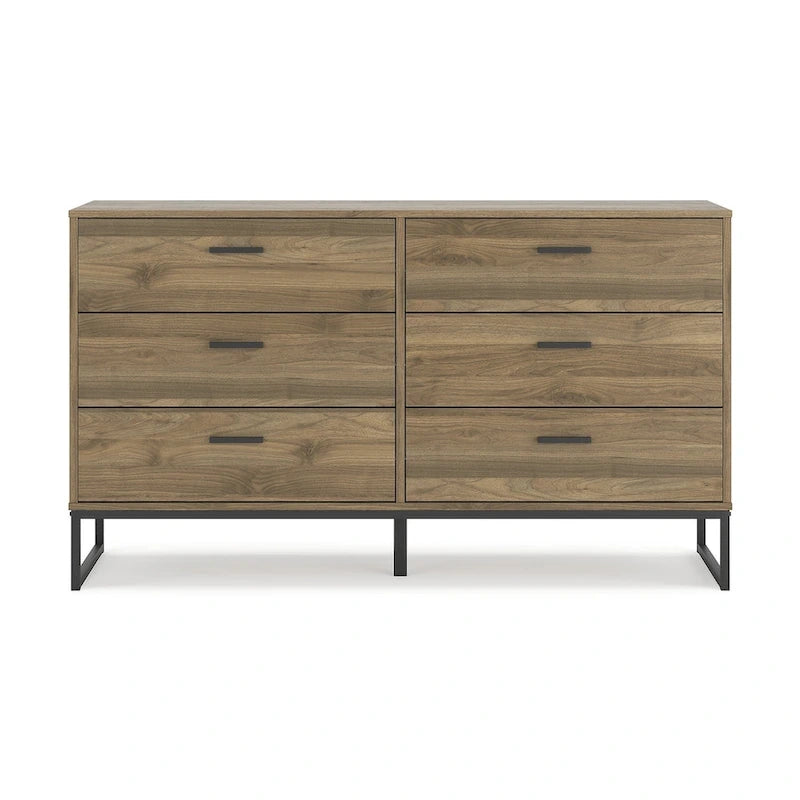 Signature Design by Ashley Deanlow Honey, tête de lit à panneaux avec commode et table de chevet