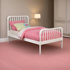 Wooden Twin Bed with Bobbin Style Slatted Headboard and Footboard, White