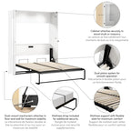 Lit escamotable Bestar Avalon fini lustré pour espaces polyvalents