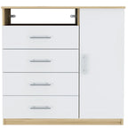 4 Drawer Dresser, Single Door Cabinet, One Open Shelf, Superior Top