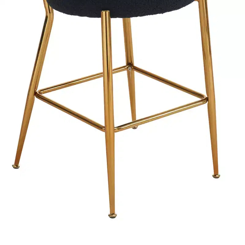 HOMLUX Lot de 4 tabourets de bar 24,8" Chaise de salle à manger hauteur comptoir de pub avec pieds dorés, Blanc/Noir