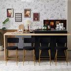 HOMLUX Lot de 4 tabourets de bar 24,8" Chaise de salle à manger hauteur comptoir de pub avec pieds dorés, Blanc/Noir