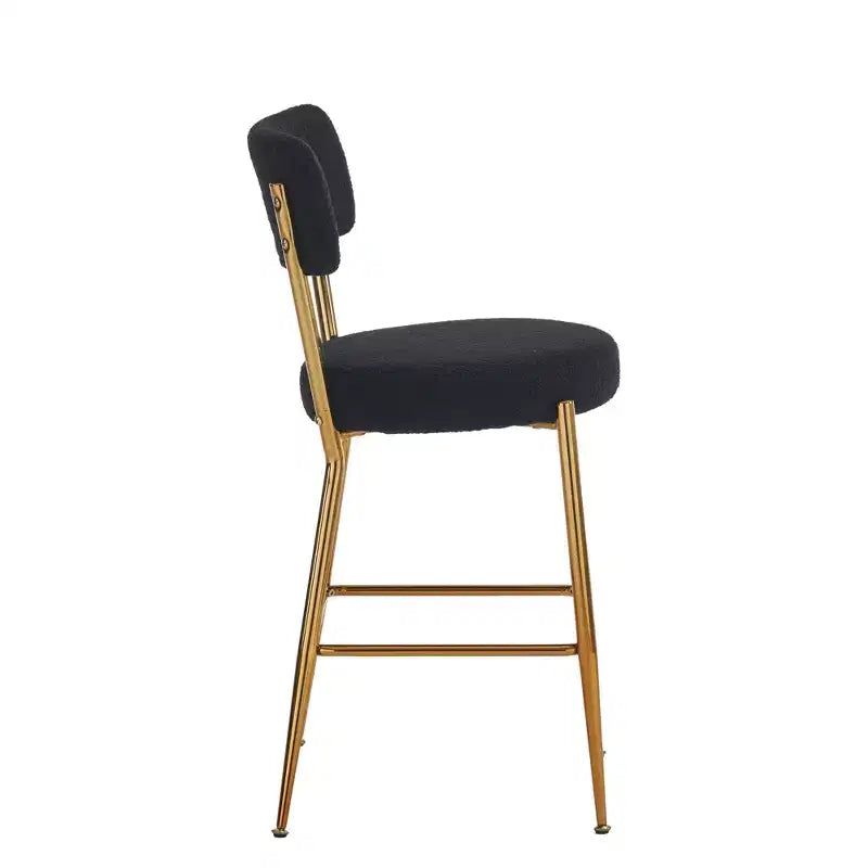 HOMLUX Lot de 4 tabourets de bar 24,8" Chaise de salle à manger hauteur comptoir de pub avec pieds dorés, Blanc/Noir
