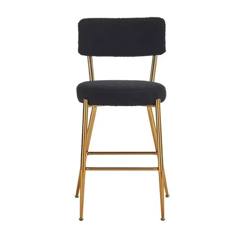 HOMLUX Lot de 4 tabourets de bar 24,8" Chaise de salle à manger hauteur comptoir de pub avec pieds dorés, Blanc/Noir