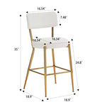 HOMLUX Lot de 4 tabourets de bar 24,8" Chaise de salle à manger hauteur comptoir de pub avec pieds dorés, Blanc/Noir