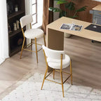 HOMLUX Lot de 4 tabourets de bar 24,8" Chaise de salle à manger hauteur comptoir de pub avec pieds dorés, Blanc/Noir