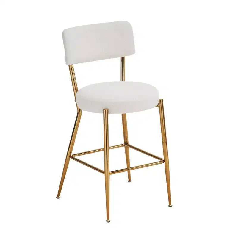 HOMLUX Lot de 4 tabourets de bar 24,8" Chaise de salle à manger hauteur comptoir de pub avec pieds dorés, Blanc/Noir
