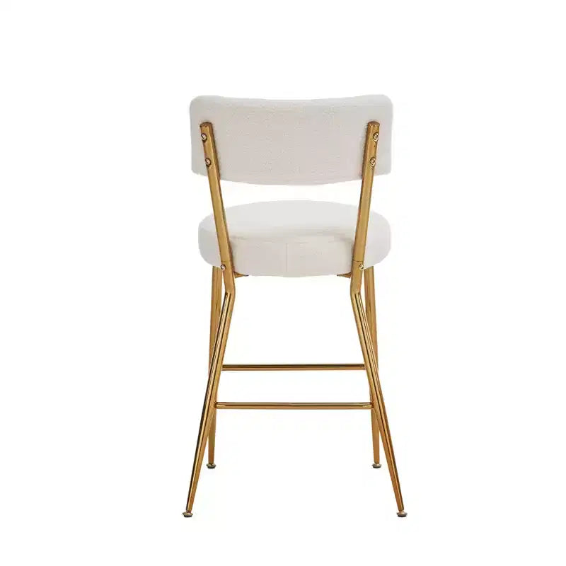 HOMLUX Lot de 4 tabourets de bar 24,8" Chaise de salle à manger hauteur comptoir de pub avec pieds dorés, Blanc/Noir