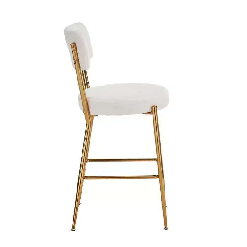 HOMLUX Lot de 4 tabourets de bar 24,8" Chaise de salle à manger hauteur comptoir de pub avec pieds dorés, Blanc/Noir