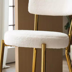 HOMLUX Lot de 4 tabourets de bar 24,8" Chaise de salle à manger hauteur comptoir de pub avec pieds dorés, Blanc/Noir