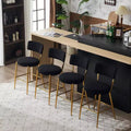 HOMLUX Lot de 4 tabourets de bar 24,8" Chaise de salle à manger hauteur comptoir de pub avec pieds dorés, Blanc/Noir