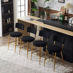 HOMLUX Lot de 4 tabourets de bar 24,8" Chaise de salle à manger hauteur comptoir de pub avec pieds dorés, Blanc/Noir