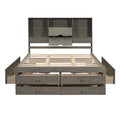 Lit plateforme King Size avec tête de lit de rangement et 8 tiroirs