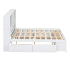 Lit plateforme King Size avec tête de lit de rangement et 8 tiroirs