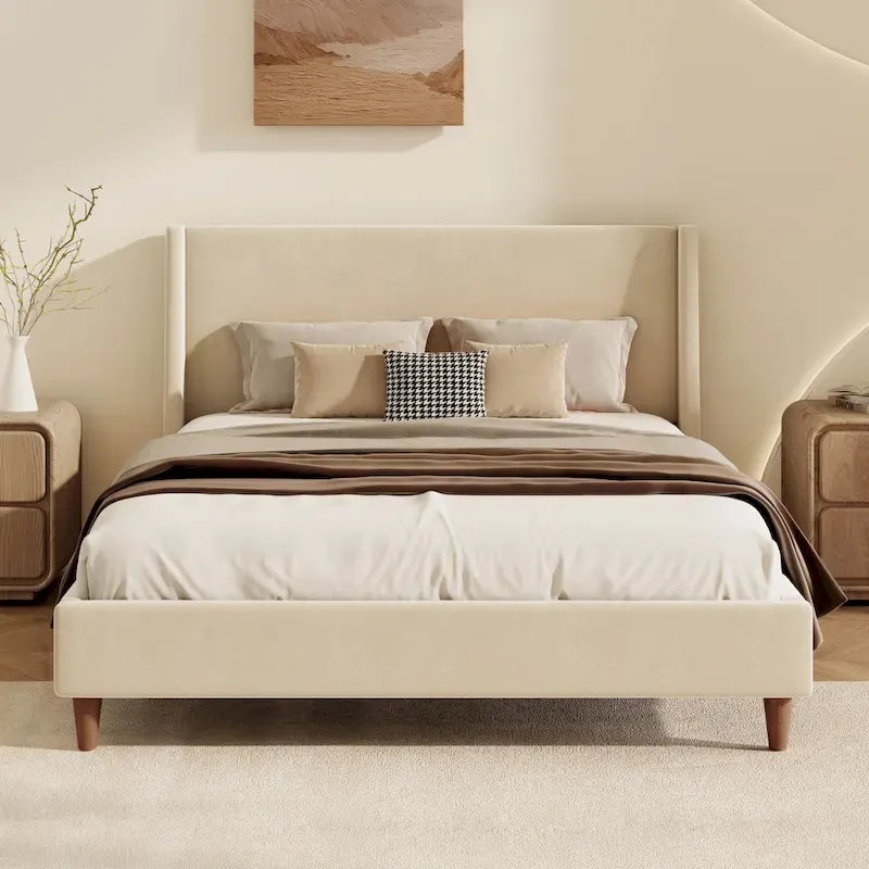 Lit plateforme rembourré moderne en bouclette par Harper&Bright Designs