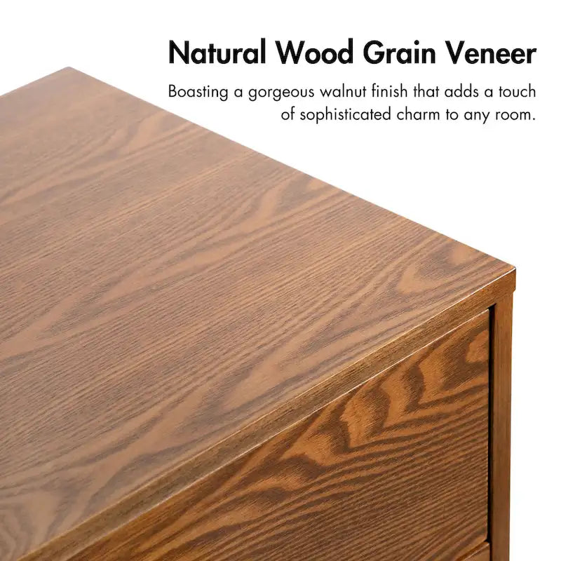 Furniture of America Beau Midcentury Walnut 6-Drawer Dresser with Interlocking Drawers