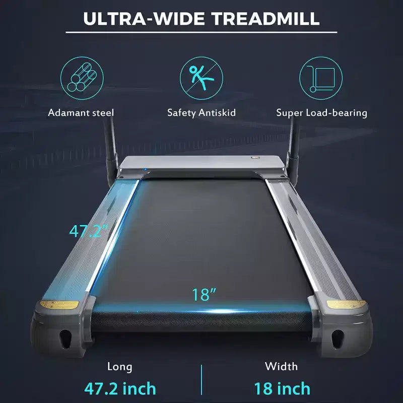 Foldable Treadmill, Compact Electric Folding Treadmill, Running 0.8-14KM/h Speed 330LBS Weight Capacity For Home, Office, Gym, Walking, Jogging