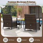 Costway 5 PCS Outdoor Furniture Set Rattan Chairs & Ottomans with Glass Topped Coffee Table Off White/Black/Navy/Gray