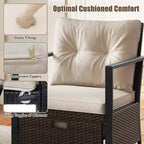 Costway 5 PCS Outdoor Furniture Set Rattan Chairs & Ottomans with Glass Topped Coffee Table Off White/Black/Navy/Gray