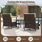 Costway 5 PCS Outdoor Furniture Set Rattan Chairs & Ottomans with Glass Topped Coffee Table Off White/Black/Navy/Gray