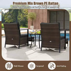 Costway 5 PCS Outdoor Furniture Set Rattan Chairs & Ottomans with Glass Topped Coffee Table Off White/Black/Navy/Gray