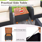 Ensemble de mobilier de patio Costway 5 pièces avec table de rangement, poufs, oreillers et coussins moelleux