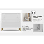 Anmytek Mid-Century Modern 3-Drawer White Dresser for Bedroom Wood Chest of Drawers