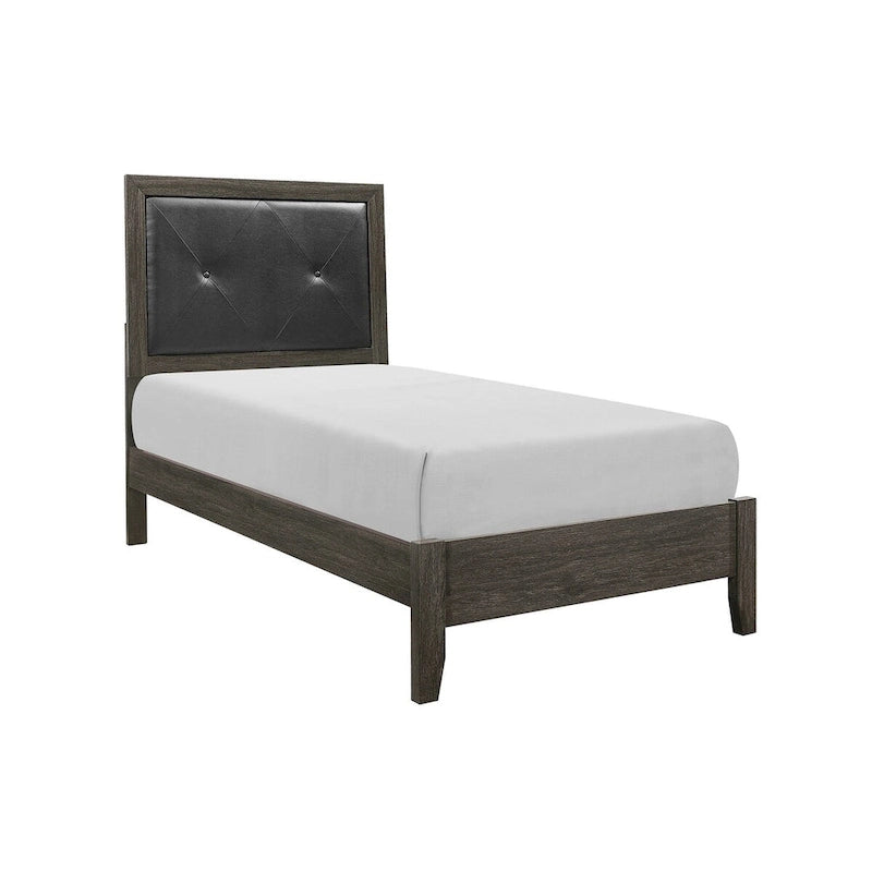 Contemporary Bedroom Set 3pc Bed Nightstand Chest Dark Gray Finish