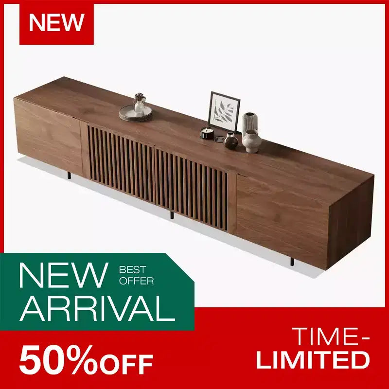Meuble TV moderne mi-siècle Luck Live de 70,87 pouces, meuble de divertissement couleur noyer pour salon ou chambre à coucher