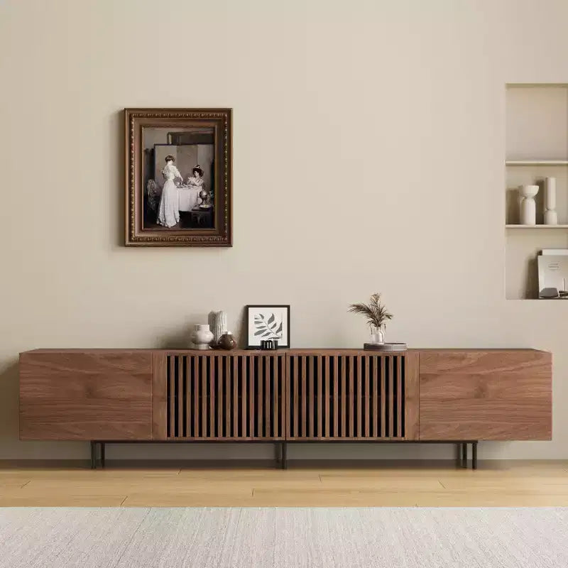 Meuble TV moderne mi-siècle Luck Live de 70,87 pouces, meuble de divertissement couleur noyer pour salon ou chambre à coucher